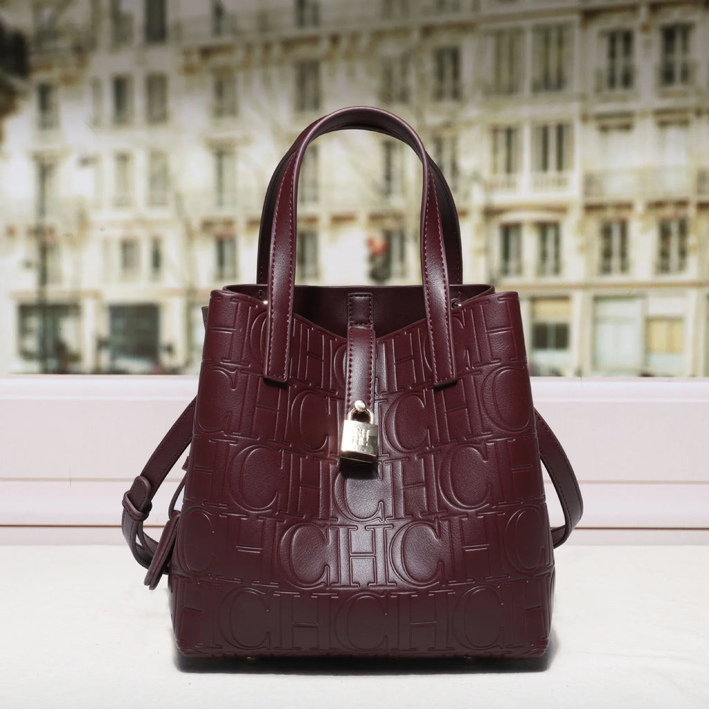 CH Large Capacity Handbag Luxury Brand Temperament Letter Print with Lock Design 2025 Trendy Women's Crossbody Bag